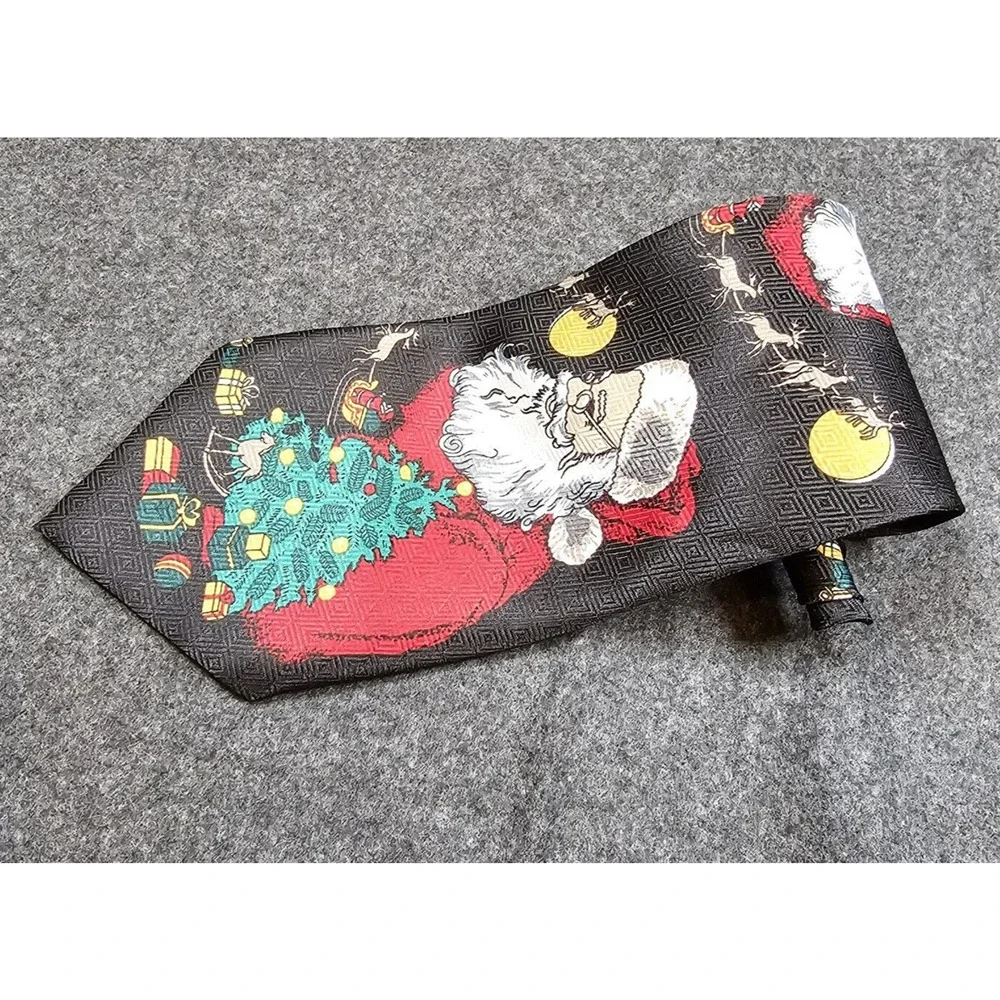 Vintage Santa Claus Christmas Tie Holiday Party Necktie